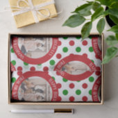 ファミリーお洒落フォトレッドグリーン水玉模様ホリデー 薄葉紙 (ギフト)