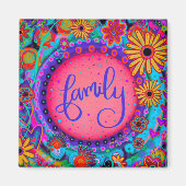 ファミリーかわいらしフローラトレンディーピンクのインスピリシブカワイイ マグネット (正面)