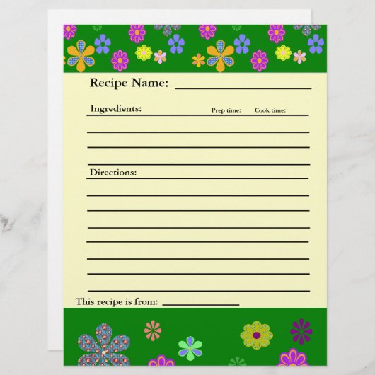 ファミリーのお気に入りバインダーのレシピページ (正面/裏面)