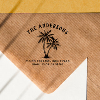 ファミリーはっきりしたネーム&パームツリーズ差出人住所 セルフインキングスタンプ
