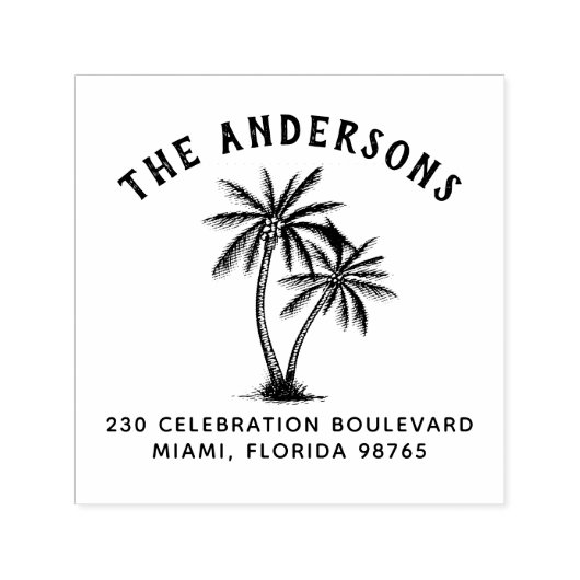 ファミリーはっきりしたネーム&パームツリーズ差出人住所 セルフインキングスタンプ (デザイン)