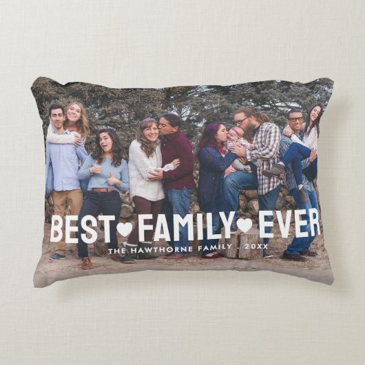 ファミリーはっきりした文字オーバーレイ最高のファミリアリーフォト アクセントクッション (正面)