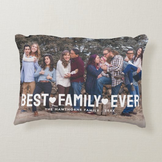 ファミリーはっきりした文字オーバーレイ最高のファミリアリーフォト アクセントクッション (裏面)