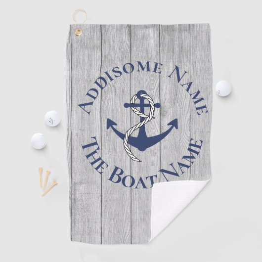 ファミリーまたはボート名 ネイビー アンカー ロープ 航海用 ゴルフタオル (インサイチュ)
