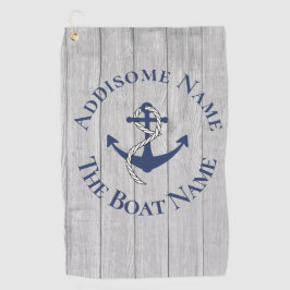 ファミリーまたはボート名 ネイビー アンカー ロープ 航海用    ゴルフタオル