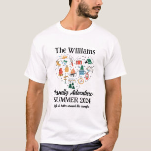 ファミリーアドベンチャーハイキングキャンピングトリップハートラブ Tシャツ