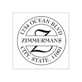 ファミリーイニシャルモノグラム差出人住所ラウンド ラバースタンプ (インプリント)