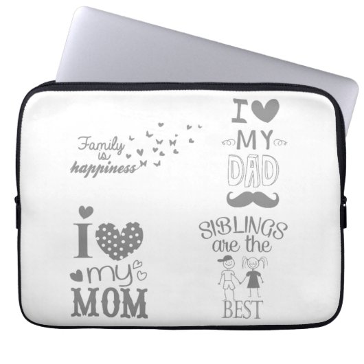 ファミリーインスパイア文字引用文デザイン ラップトップスリーブ (正面)