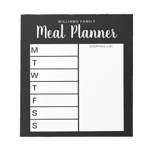 ファミリーウィークリーミールプランナー ノートパッド (正面)
