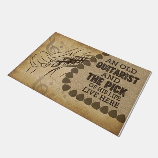 ファミリーウェルカムマット、ヴィンテージギター愛好家 ドアマット (アングル)