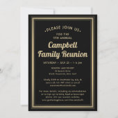 ファミリーエレガント懇親会ブラックと金ゴールド縁ど 招待状 (正面)