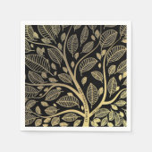 ファミリーエレガント懇親会ブラック金ゴールド祖先 スタンダードカクテルナプキン (正面)