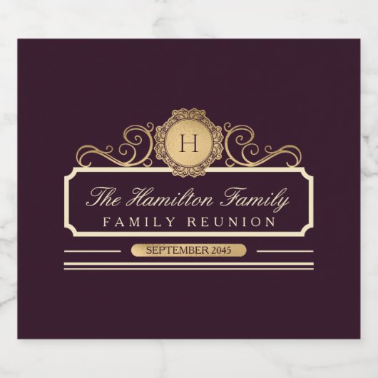 ファミリーエレガント懇親会ブルゴーニュ金ゴールド スパークリングワインラベル (シングルラベル)