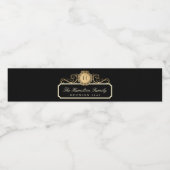 ファミリーエレガント懇親会金ゴールドモノグラムブラック ペットボトルラベル (シングルラベル)