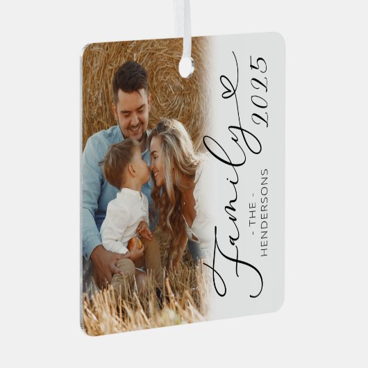 ファミリーエレガント2フォトクリスマスメタルオーナメント メタルオーナメント (正面右)