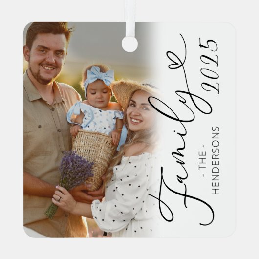 ファミリーエレガント2フォトクリスマスメタルオーナメント メタルオーナメント (裏面)