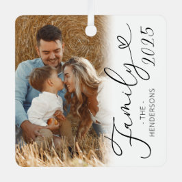 ファミリーエレガント2フォトクリスマスメタルオーナメント メタルオーナメント