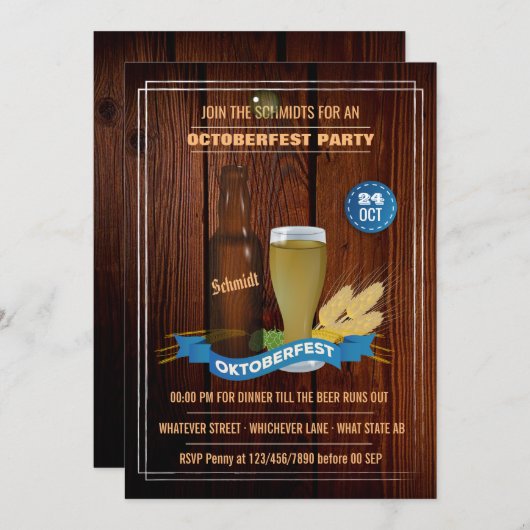ファミリーオクトーバーフェストパーティの招待状 招待状 (正面/裏面)