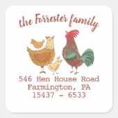 ファミリーオブフォーチキンズ差出人住所 スクエアシール (正面)