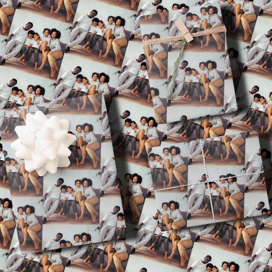 ファミリーカスタムイメージラップ、カスタムフォトギフトラップ ラッピングペーパーシート