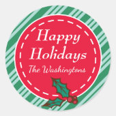 ファミリーカスタムクリスマスキャンディギフトラベルシール ラウンドシール (正面)