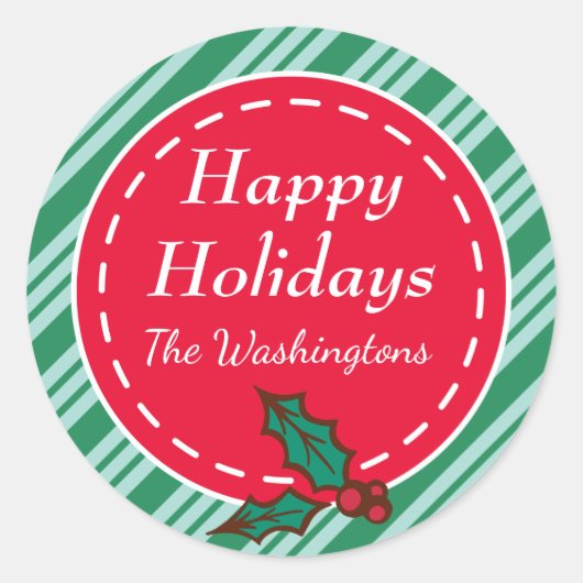 ファミリーカスタムクリスマスキャンディギフトラベルシール ラウンドシール (正面)