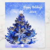 ファミリーカスタムクリスマスツリーワインボトル ワインラベル (シングルラベル)