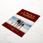 ファミリーカスタムフォトメリークリスマスシンプルモダン 箔シーズンカード (回転した状態)