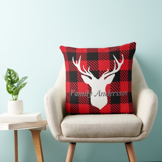 ファミリーカスタム文字かわいいトレンディータータンチェックレッドブラック クッション (椅子)