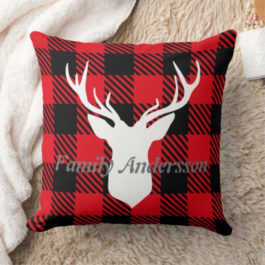 ファミリーカスタム文字かわいいトレンディータータンチェックレッドブラック クッション (ブランケット)