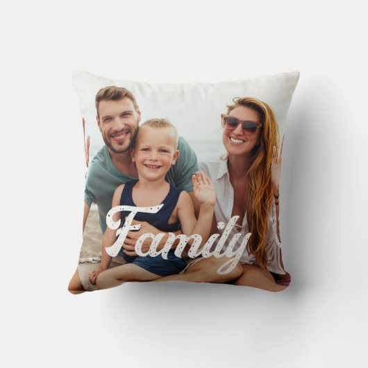 ファミリーカスタム文字オーバーレイ付きフォトキープサウ クッション (裏面)