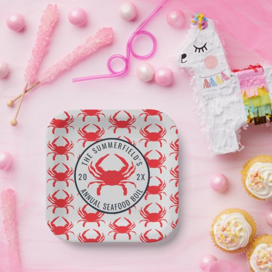 ファミリーカニ夏期魚介類パーティーカスタム ペーパープレート (パーティー)
