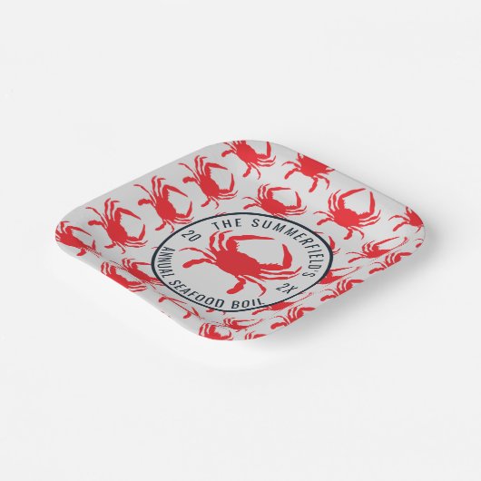 ファミリーカニ夏期魚介類パーティーカスタム ペーパープレート (傾斜あり)