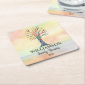 ファミリーカラフルツリーファミリー懇親会 スクエアペーパーコースター (アングル)