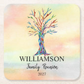 ファミリーカラフルツリーファミリー懇親会 スクエアペーパーコースター (正面)
