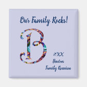 ファミリーカラフル懇親会タイ – 染料文字Bモノグラム マグネット (正面)