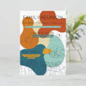 ファミリーカラフル懇親会招待状ラッフルポットラック 招待状 (スタンド正面)