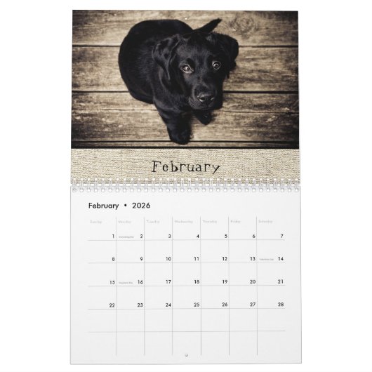 ファミリーカレンダー2025月例写真素朴黒 カレンダー (2月 2026)