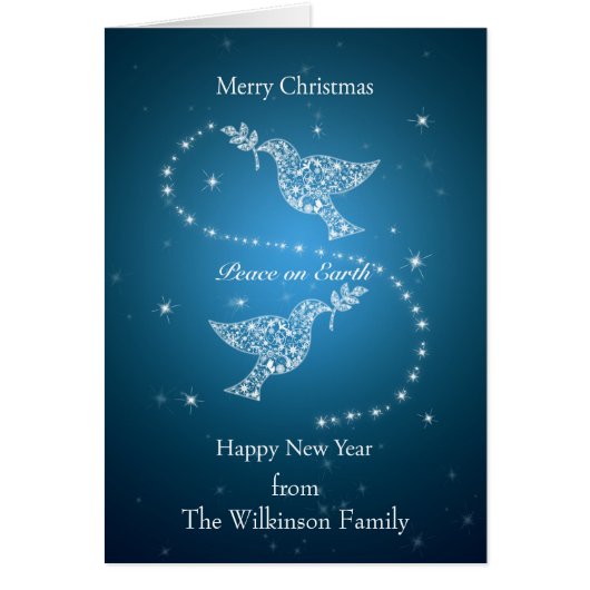 ファミリーカードを作れ、平和のクリスマスのハト (正面)