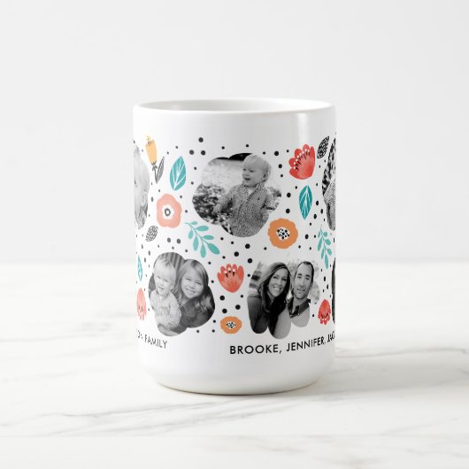 ファミリーガーデンカラフルフローラフォトコラージュ コーヒーマグカップ (中央)