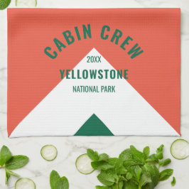 ファミリーキャパーソナライズされたビン名レッドグリーンレトロ キッチンタオル