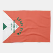 ファミリーキャパーソナライズされたビン名レッドグリーンレトロ キッチンタオル (横)