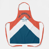 ファミリーキャパーソナライズされたビン名レッドネイビーレトロ エプロン (正面)