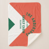 ファミリーキャパーソナライズされたビン名レッドネイビーレトロ シェルパブランケット (正面)