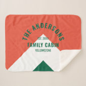 ファミリーキャパーソナライズされたビン名レッドネイビーレトロ シェルパブランケット (正面(横))