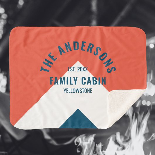 ファミリーキャパーソナライズされたビン名レッドネイビーレトロ シェルパブランケット