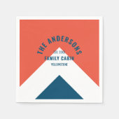 ファミリーキャパーソナライズされたビン名レッドネイビーレトロ スタンダードカクテルナプキン (正面)