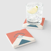 ファミリーキャパーソナライズされたビン名レッドネイビーレトロ ストーンコースター (横)