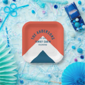 ファミリーキャパーソナライズされたビン名レッドネイビーレトロ ペーパープレート (パーティー)