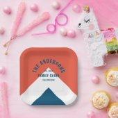 ファミリーキャパーソナライズされたビン名レッドネイビーレトロ ペーパープレート (パーティー)